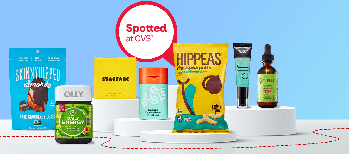 Spotted at CVS, Skinny Dipped, Hippeas, Elf, Mielle, Olly, Starface and Bubble products