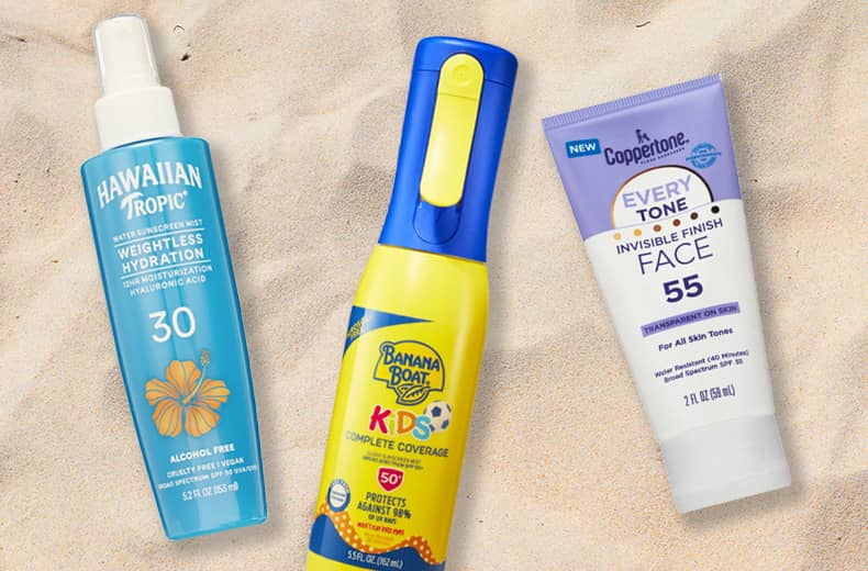 Hawaiian Tropic, Banana Boat Kids and Coppertone Face SPF 50 sunscreen products