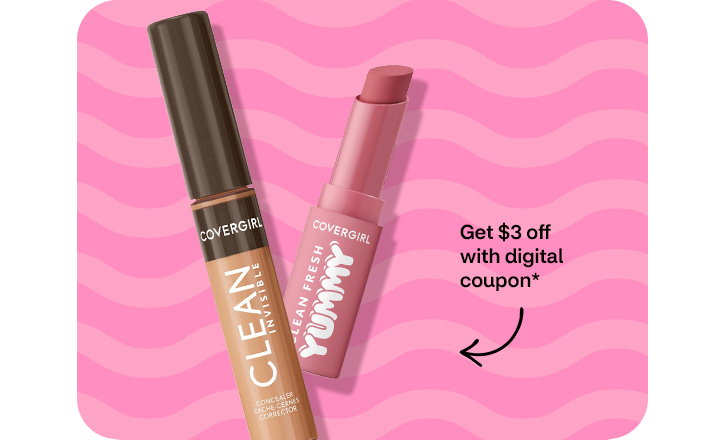 Get $3 off with digital coupon. CoverGirl Clean Invisible concealer and CoverGirl Clean Fresh Yummy lipstick