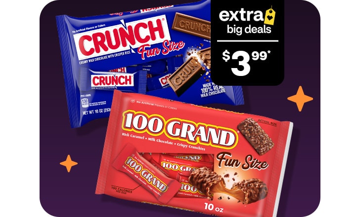 Extra Big Deals. Two for $9. Reese's Ghosts and Reese's assorted pumpkins, ghosts and bats candy.
