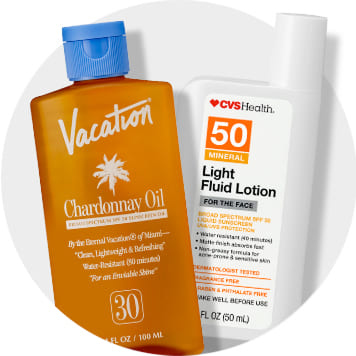 Vacation SPF 30 Sunscreen Oil & CVS SPF 50 Sunscreen Lotion