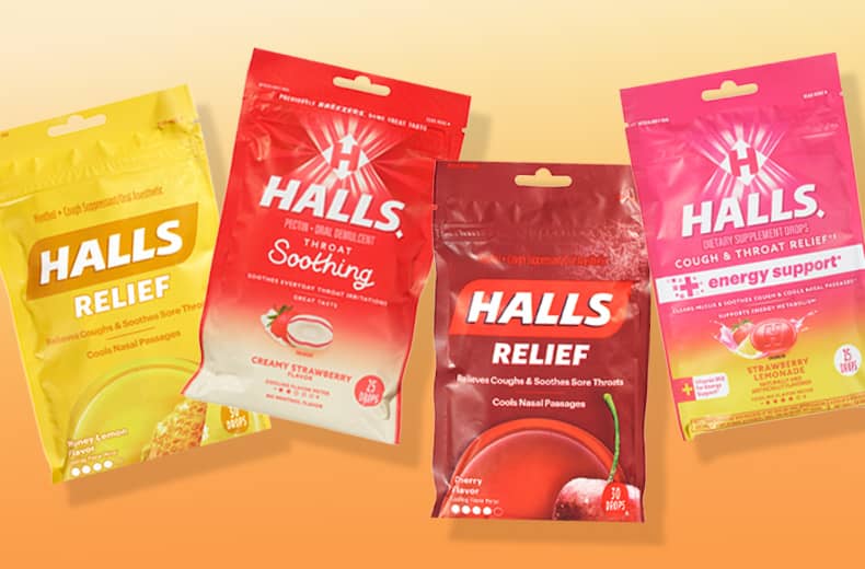 Four bags of Halls cold remedy lozenges