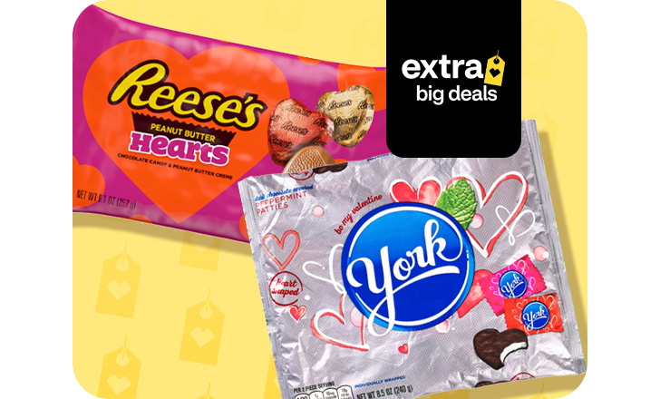 Reese's peanut butter hearts and York Peppermint Patties candy
