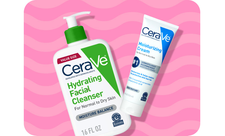 CeraVe facial cleanser and moisturizing cream