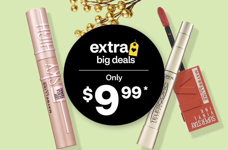 Only $9.99, Maybelline Sky High mascara, L'Oreal Telescopic mascara and Maybelline SuperStay lip color