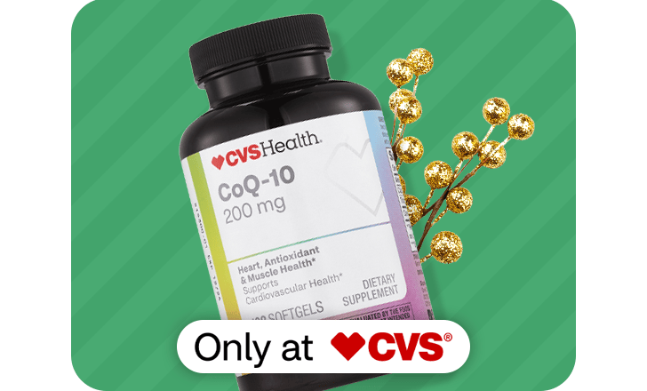 A bottle of CVS Health Co Q 10 softgels, only at CVS