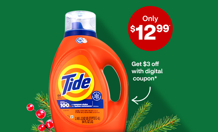 Only $12.99, get $3 off with digital coupon, Tide liquid laundry detergent