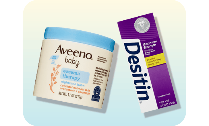 Aveeno eczema therapy and Desitin ointment