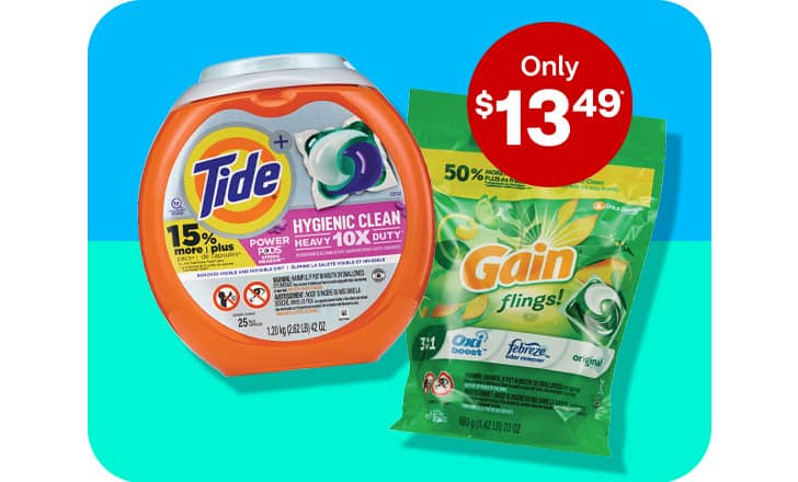 Only $13.49, Tide Pods and Gain Flings laundry detergent