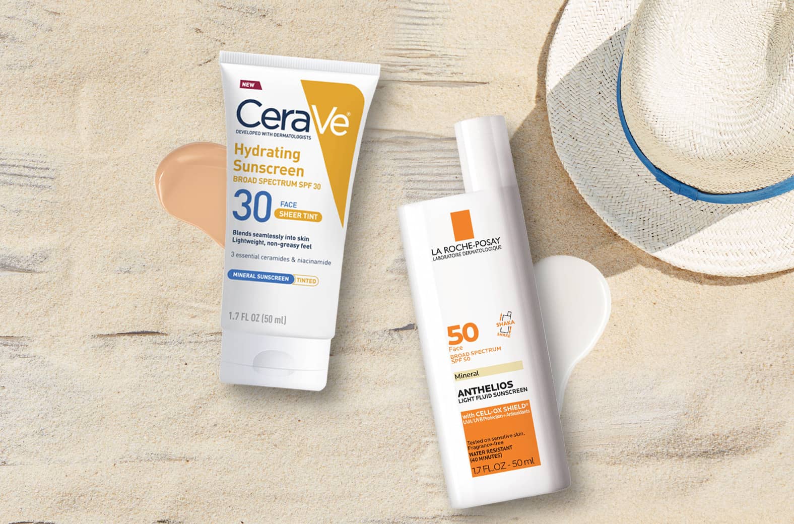 CeraVe and La Roche-Posay facial sun care products
