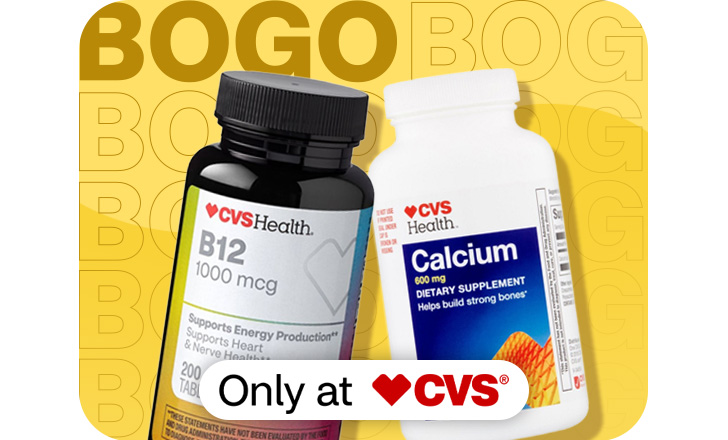 Only at CVS. Buy 1, get 1 50% off. CVS Health B12 and Calcium