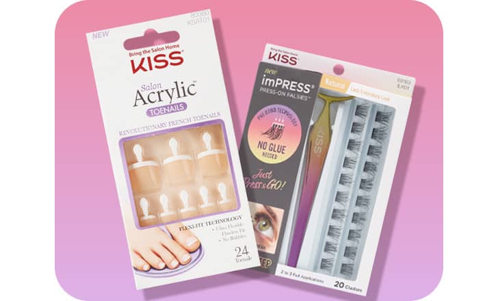 KISS acrylic toenails and imPress eyelashes