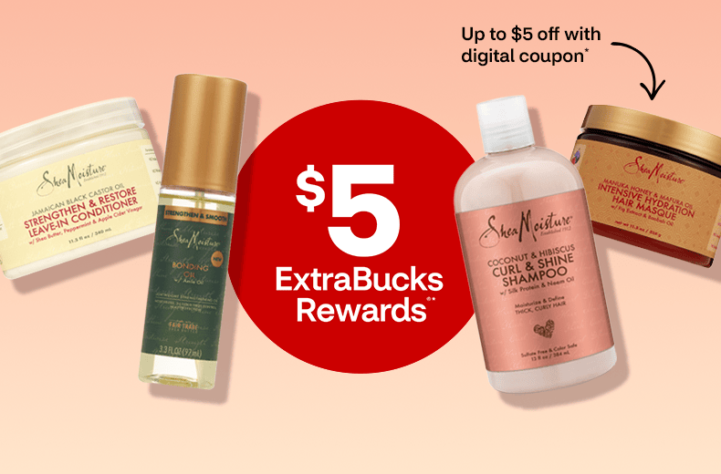 Up to $5 off with digital coupon, $5 ExtraBucks Rewards, SheaMoisture shampoo, conditioner, hair oil and hair masque