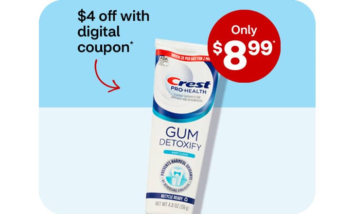 $4 off with digital coupon, only $8.99, Crest Gum detoxify toothpaste