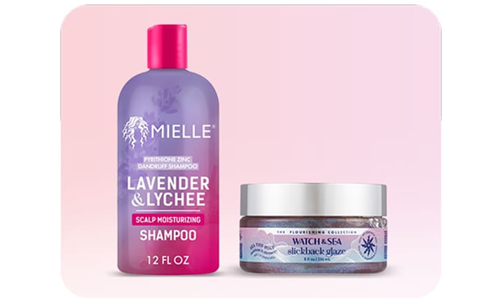 Mielle Lavender & Lychee Shampoo and Watch and Sea Slickback Glaze
