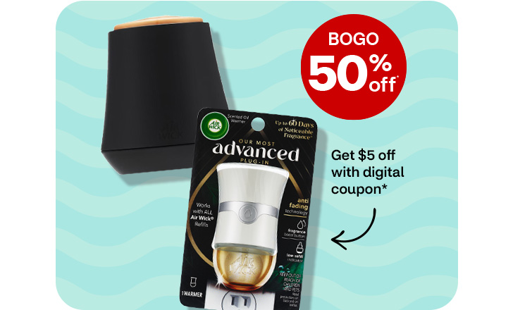 Buy 1, get 1 50% off. Get $5 off with digital coupon. Air Wick plug-in