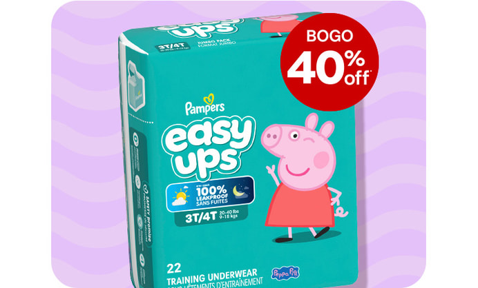 Buy 1, get 1 for 40% off. Pampers Easy Ups