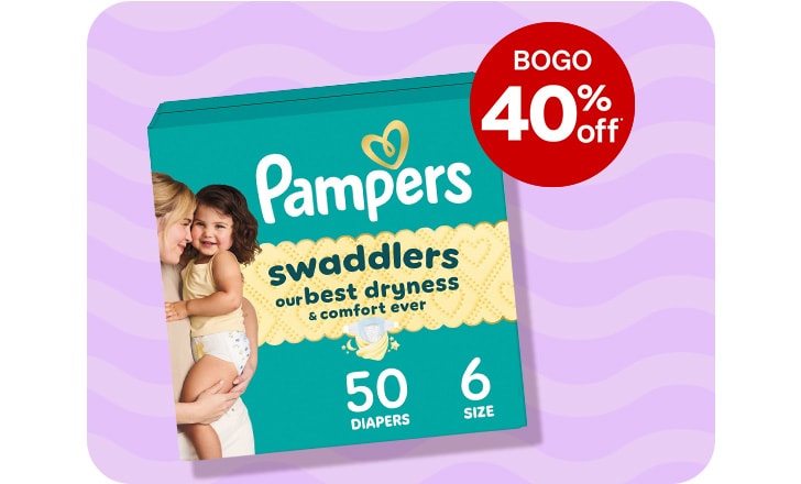 Buy 1, get 1 40% off. Pampers swaddlers