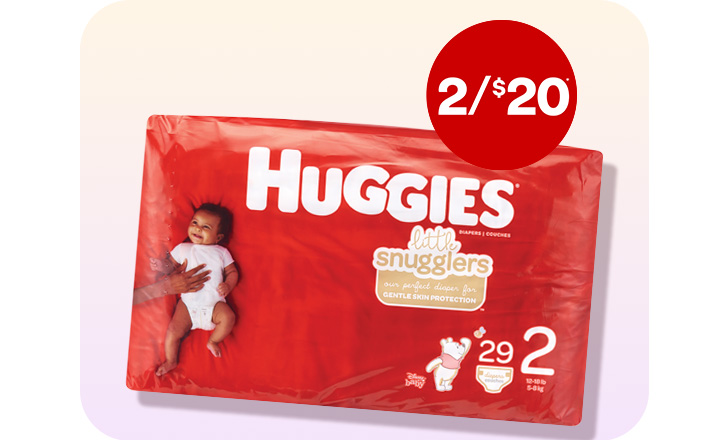 Two for $20, Huggies diapers.