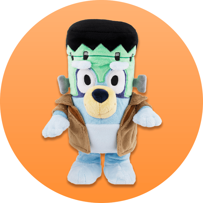 Plush Bluey in Frankenstein costume