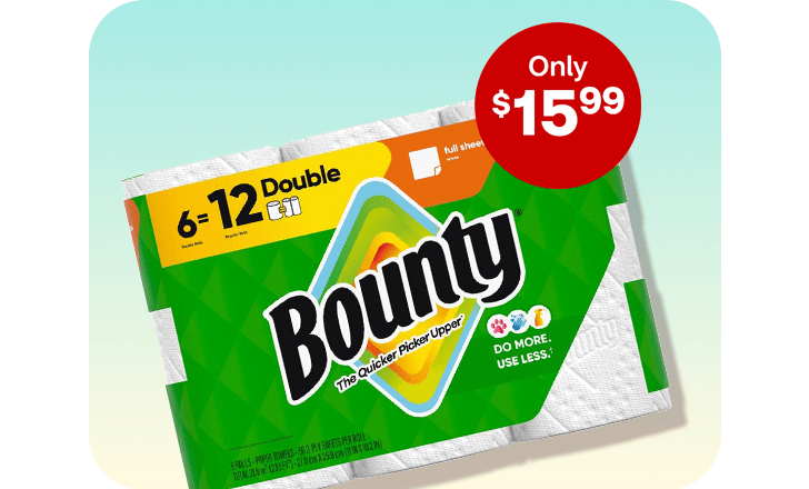 Only $15.99, six-pack of Bounty paper towels