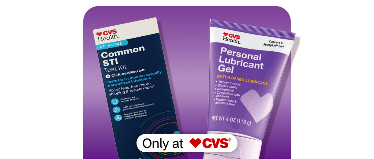 CVS Health Common STI test kit and Personal Lubricant Gel, only at CVS.