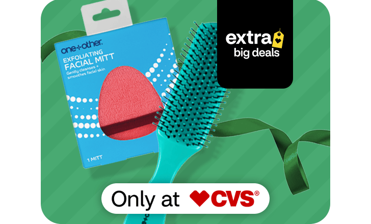 one + other exfoliating facial mitt and hair brush, only at CVS.