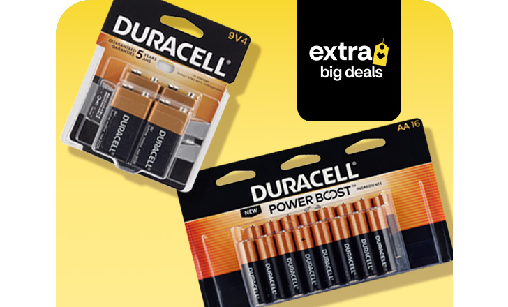 Duracell nine volt and AA batteries, extra big deals.