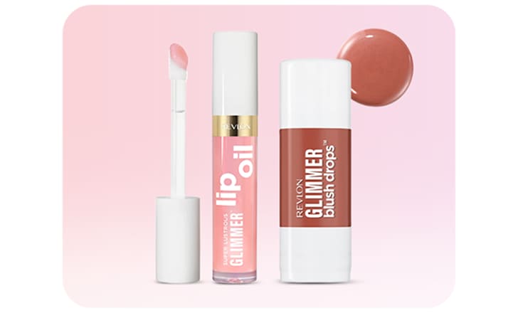 Revlon Super Lustrous Glimmer Lip Oil and Revlon Glimmer Blush Drops