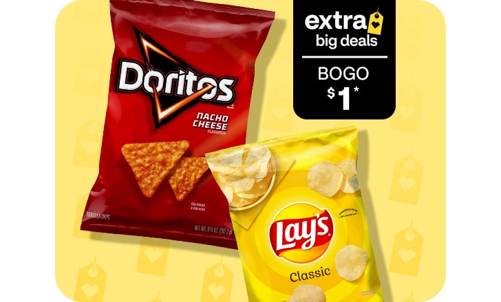 Extra Big Deals, buy 1, get 1 for $1. Doritios and Lay‘s