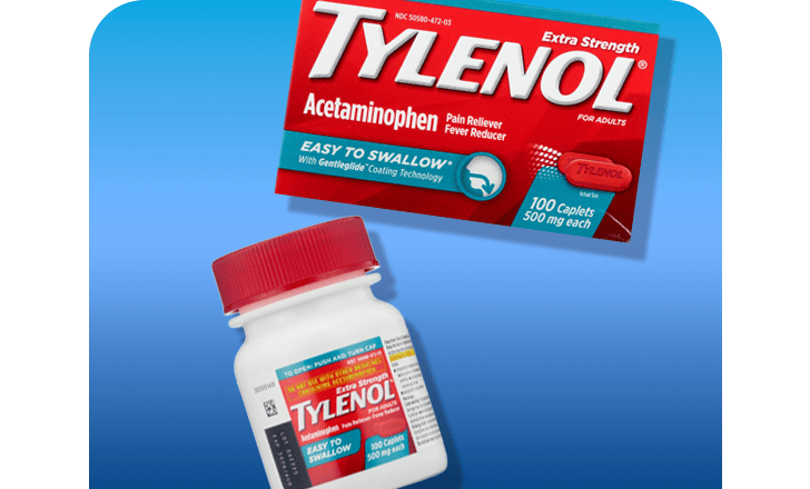 Tylenol Acetaminophen caplets.