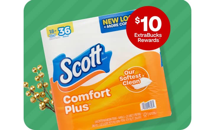 $10 ExtraBucks Rewards, a package of Scott Comfort Plus bathroom tissue.