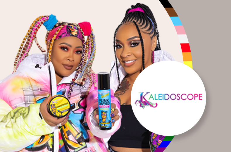 Portrait of Da Brat and Jesseca Dupart with Kaleidoscope logo