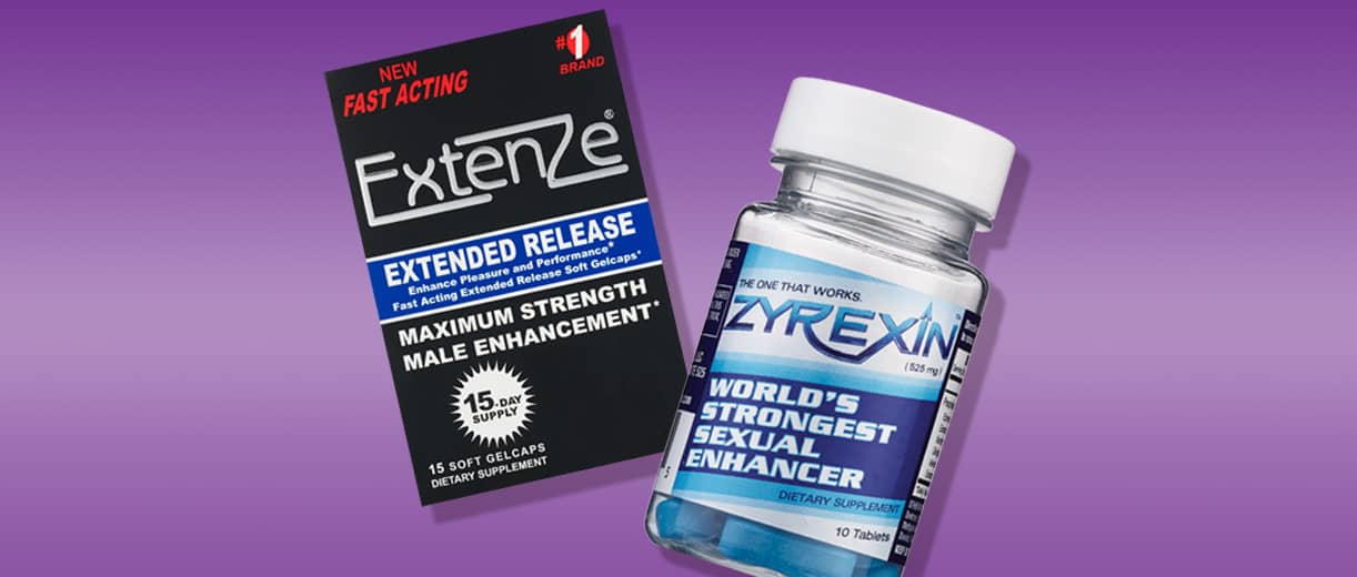 Extenze and Zyrexin sexual wellness supplements.