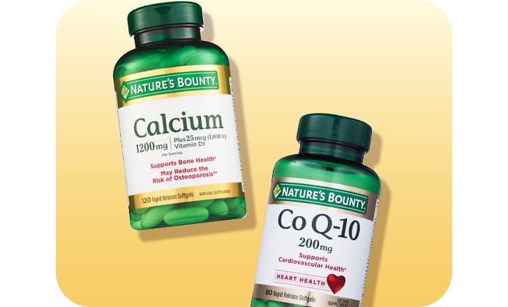 Nature's Bounty Calcium and Co Q-10 supplements