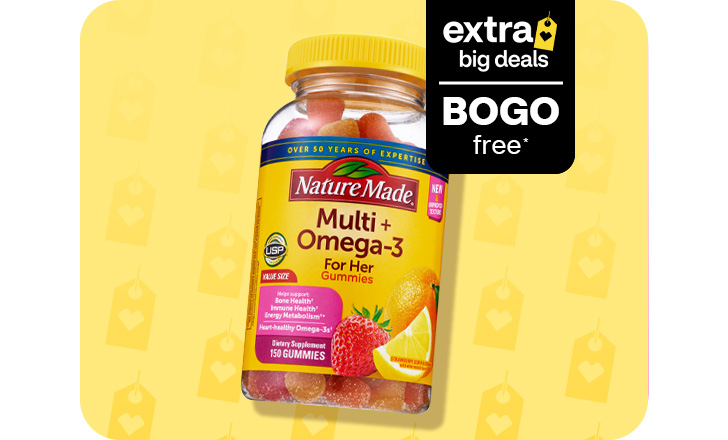 Buy one, get one free, Nature Made Multi+ Omega-3 gummies, extra big deals