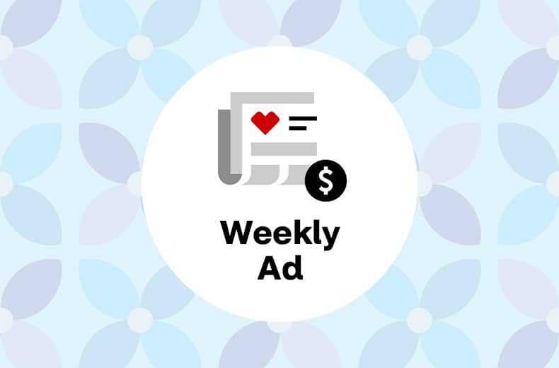 Pictogram of weekly circular with CVS heart and dollar sign