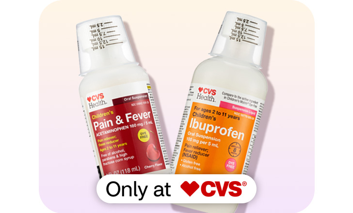 Bottles of CVS Health brand children's pain and fever items