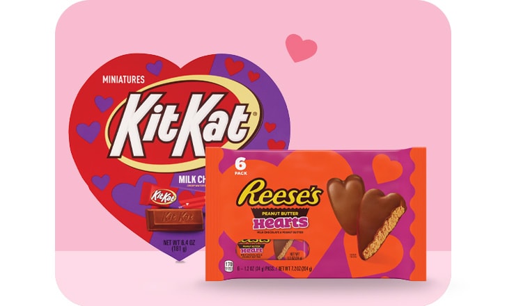 KitKat miniatures and Reese's peanut butter hearts for Valentine's Day