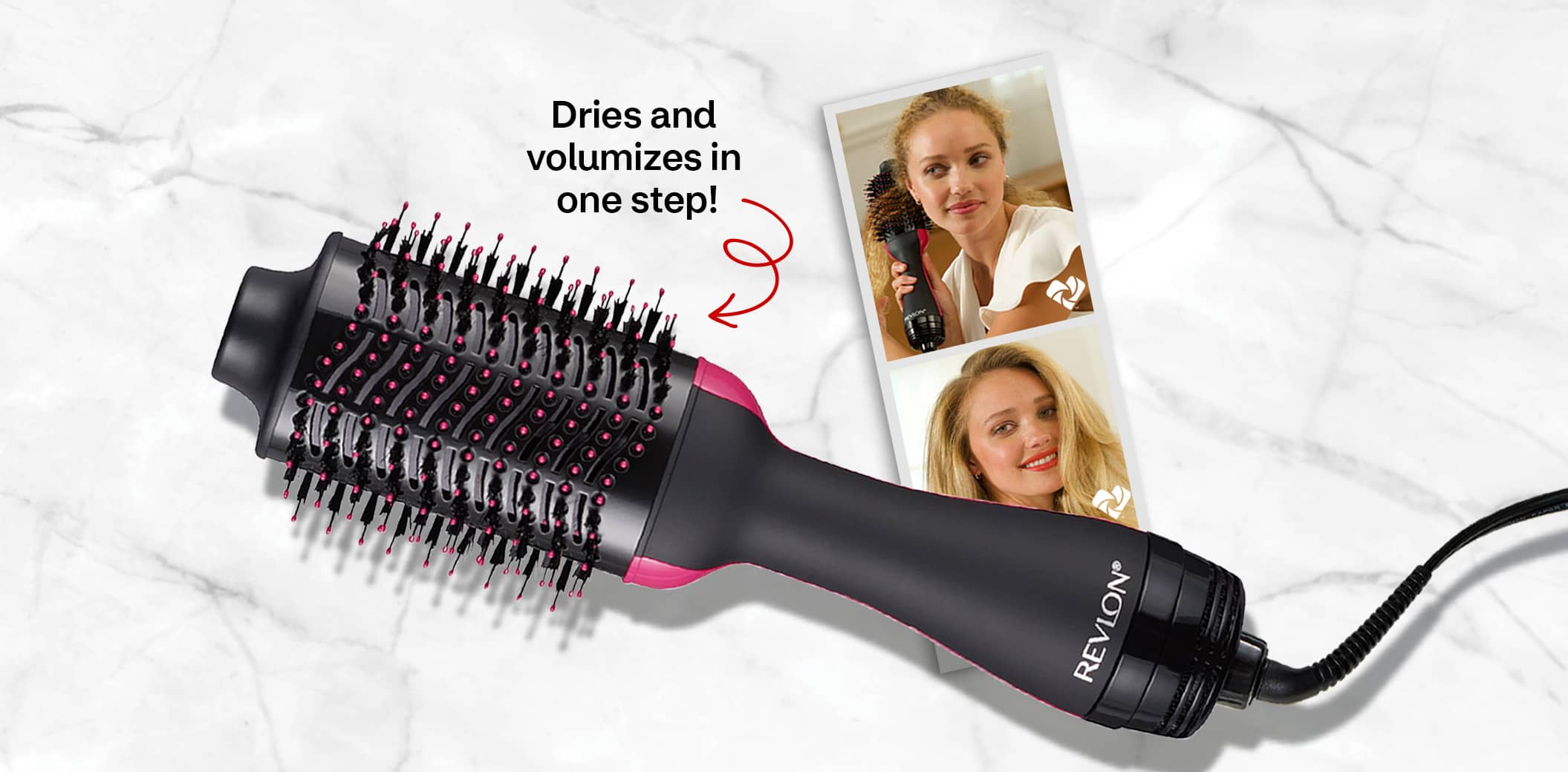 Revlon One-Step hair dryer and volumizer, dries and volumizes in one step!