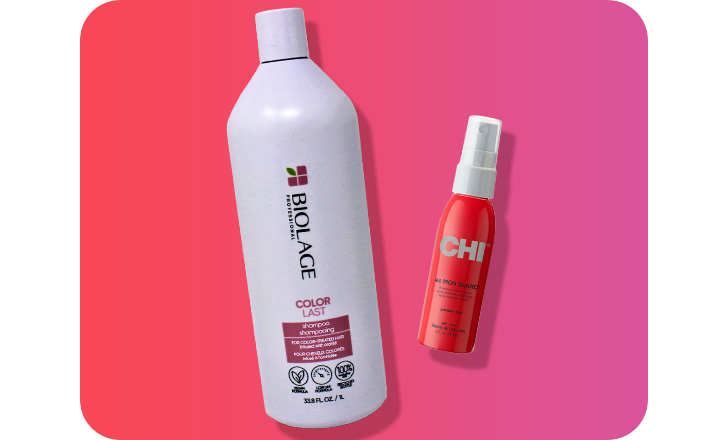 Biolage Color Last shampoo and CHI Iron Guard hair spray
