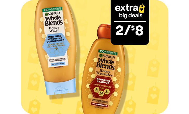 Two for $8, Garnier whole blends hair care products