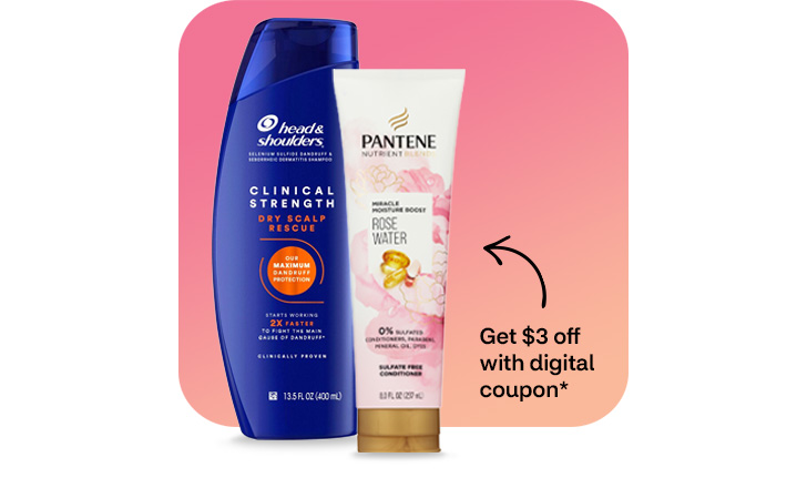 Get $3 off with digital coupon, Head & Shoulders dry scalp rescue and Pantene rose water conditioner
