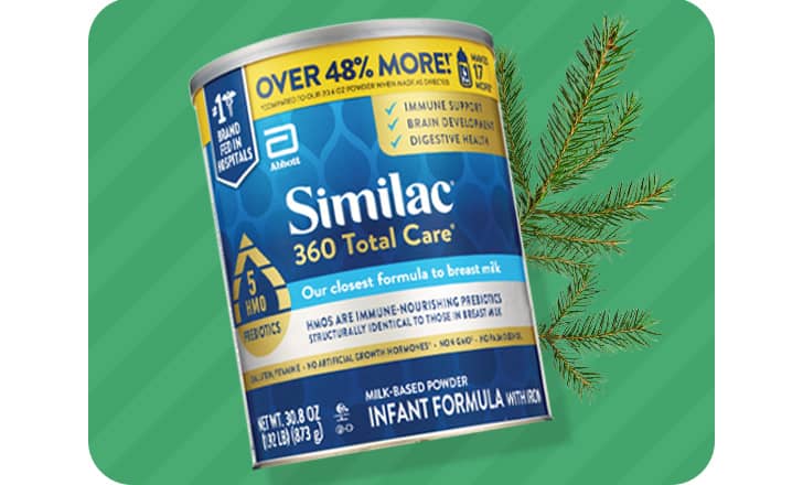 A container of Similac 360 total care infant formula.