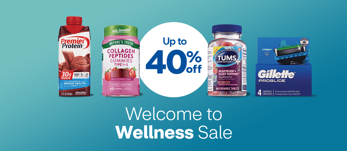 Welcome to Wellness Sale. Up to 40% off. Variety of wellness support products.