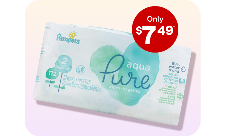 Container of Pampers wipes