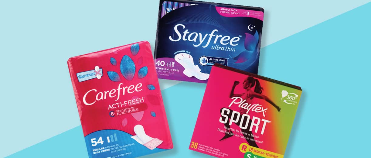 Carefree, Stayfree and Playtex Sport feminine care products