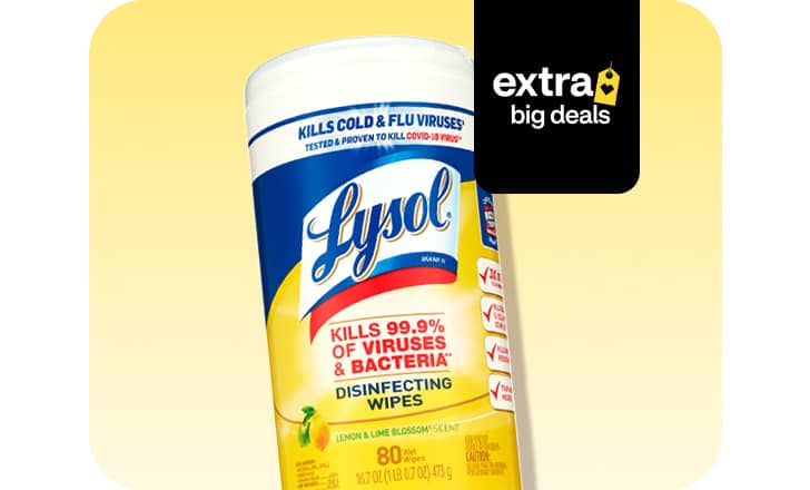 A container of Lysol disinfecting wipes