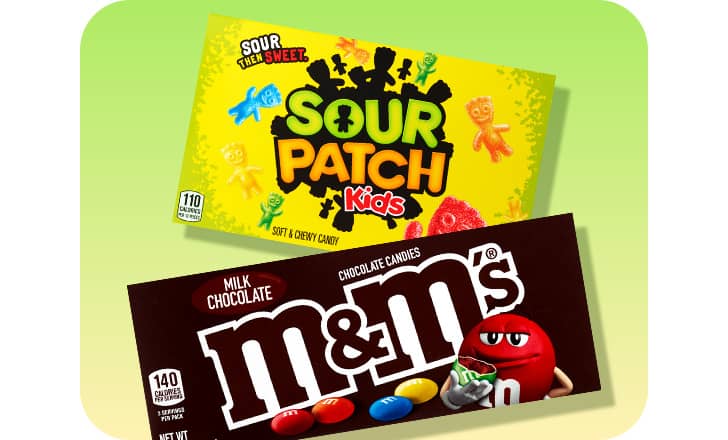 Sour Patch and M&M's theater box candy