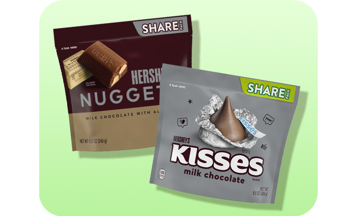 Hershey's chocolate nuggets and kisses
